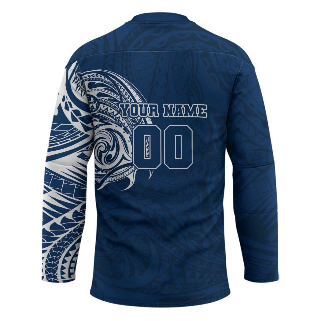 Personalized Geelong Cats Polynesian Hockey Jersey Tribal Chest and Sleeve Tattoo Heritage Warrior