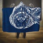 Personalized Geelong Cats Polynesian Hooded Blanket Tribal Chest and Sleeve Tattoo Heritage Warrior