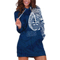 Personalized Geelong Cats Polynesian Hoodie Dress Tribal Chest and Sleeve Tattoo Heritage Warrior