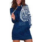 Personalized Geelong Cats Polynesian Hoodie Dress Tribal Chest and Sleeve Tattoo Heritage Warrior