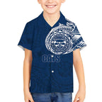 Personalized Geelong Cats Polynesian Kid Hawaiian Shirt Tribal Chest and Sleeve Tattoo Heritage Warrior
