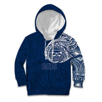 Personalized Geelong Cats Polynesian Kid Hoodie Tribal Chest and Sleeve Tattoo Heritage Warrior