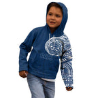 Personalized Geelong Cats Polynesian Kid Hoodie Tribal Chest and Sleeve Tattoo Heritage Warrior