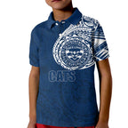 Personalized Geelong Cats Polynesian Kid Polo Shirt Tribal Chest and Sleeve Tattoo Heritage Warrior