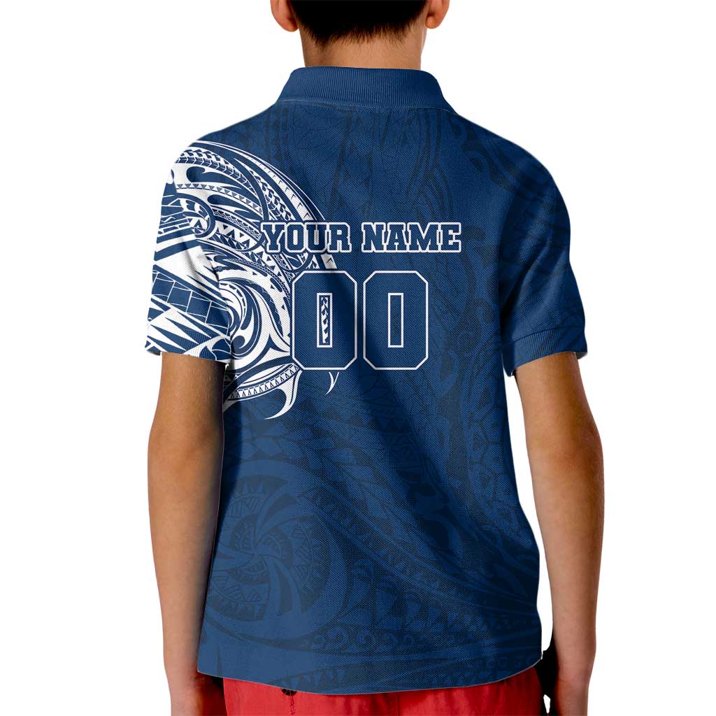 Personalized Geelong Cats Polynesian Kid Polo Shirt Tribal Chest and Sleeve Tattoo Heritage Warrior