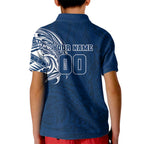 Personalized Geelong Cats Polynesian Kid Polo Shirt Tribal Chest and Sleeve Tattoo Heritage Warrior