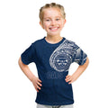 Personalized Geelong Cats Polynesian Kid T Shirt Tribal Chest and Sleeve Tattoo Heritage Warrior