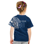 Personalized Geelong Cats Polynesian Kid T Shirt Tribal Chest and Sleeve Tattoo Heritage Warrior
