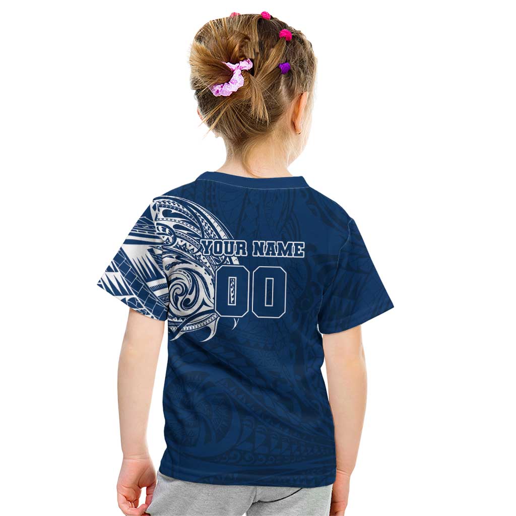 Personalized Geelong Cats Polynesian Kid T Shirt Tribal Chest and Sleeve Tattoo Heritage Warrior
