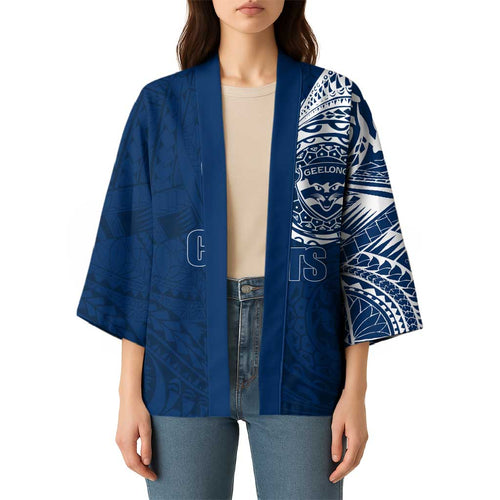 Personalized Geelong Cats Polynesian Kimono Tribal Chest and Sleeve Tattoo Heritage Warrior