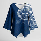 Personalized Geelong Cats Polynesian Kimono Sleeve Blouse Tribal Chest and Sleeve Tattoo Heritage Warrior