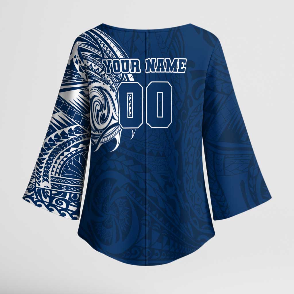 Personalized Geelong Cats Polynesian Kimono Sleeve Blouse Tribal Chest and Sleeve Tattoo Heritage Warrior