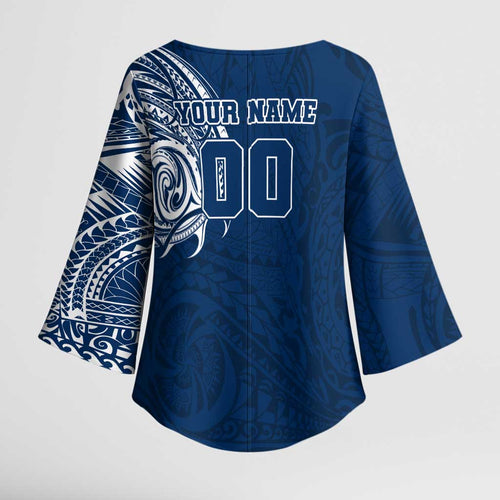 Personalized Geelong Cats Polynesian Kimono Sleeve Blouse Tribal Chest and Sleeve Tattoo Heritage Warrior