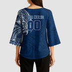 Personalized Geelong Cats Polynesian Kimono Sleeve Blouse Tribal Chest and Sleeve Tattoo Heritage Warrior