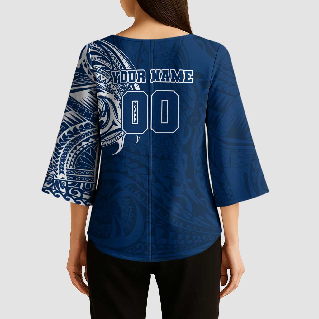 Personalized Geelong Cats Polynesian Kimono Sleeve Blouse Tribal Chest and Sleeve Tattoo Heritage Warrior