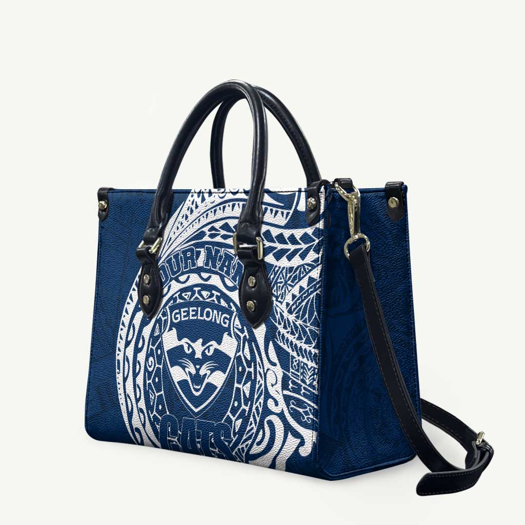 Personalized Geelong Cats Polynesian Leather Bag Tribal Chest and Sleeve Tattoo Heritage Warrior