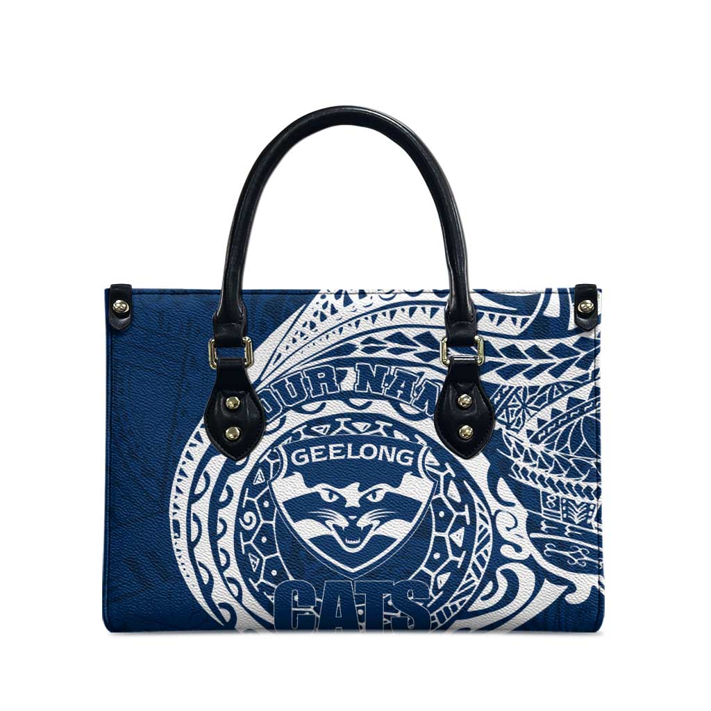 Personalized Geelong Cats Polynesian Leather Bag Tribal Chest and Sleeve Tattoo Heritage Warrior