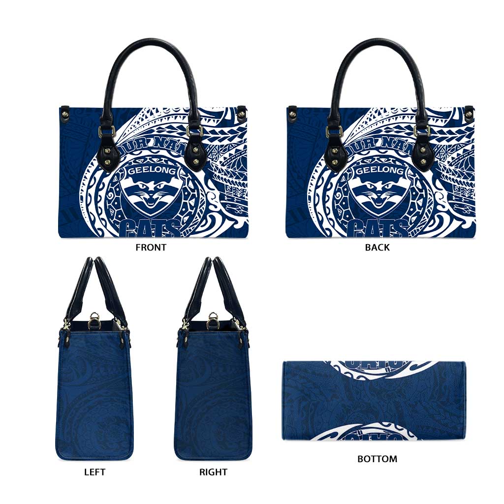 Personalized Geelong Cats Polynesian Leather Bag Tribal Chest and Sleeve Tattoo Heritage Warrior