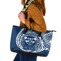 Personalized Geelong Cats Polynesian Leather Tote Bag Tribal Chest and Sleeve Tattoo Heritage Warrior