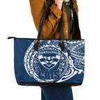 Personalized Geelong Cats Polynesian Leather Tote Bag Tribal Chest and Sleeve Tattoo Heritage Warrior