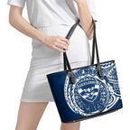 Personalized Geelong Cats Polynesian Leather Tote Bag Tribal Chest and Sleeve Tattoo Heritage Warrior