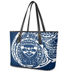 Personalized Geelong Cats Polynesian Leather Tote Bag Tribal Chest and Sleeve Tattoo Heritage Warrior