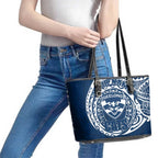 Personalized Geelong Cats Polynesian Leather Tote Bag Tribal Chest and Sleeve Tattoo Heritage Warrior