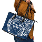 Personalized Geelong Cats Polynesian Leather Tote Bag Tribal Chest and Sleeve Tattoo Heritage Warrior