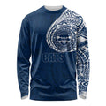 Personalized Geelong Cats Polynesian Long Sleeve Shirt Tribal Chest and Sleeve Tattoo Heritage Warrior