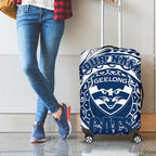 Personalized Geelong Cats Polynesian Luggage Cover Tribal Chest and Sleeve Tattoo Heritage Warrior