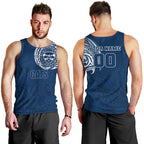 Personalized Geelong Cats Polynesian Men Tank Top Tribal Chest and Sleeve Tattoo Heritage Warrior