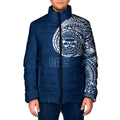 Personalized Geelong Cats Polynesian Padded Jacket Tribal Chest and Sleeve Tattoo Heritage Warrior
