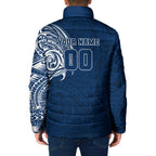 Personalized Geelong Cats Polynesian Padded Jacket Tribal Chest and Sleeve Tattoo Heritage Warrior