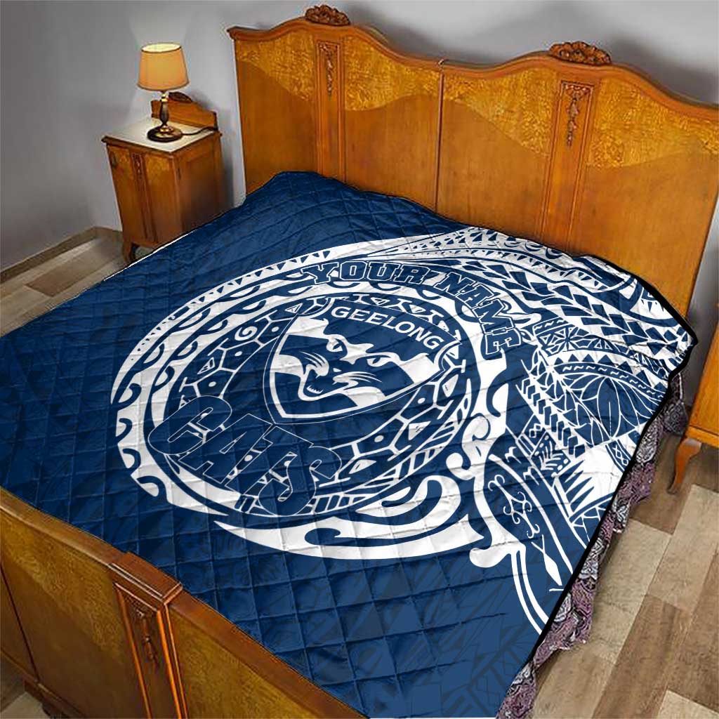 Personalized Geelong Cats Polynesian Quilt Tribal Chest and Sleeve Tattoo Heritage Warrior