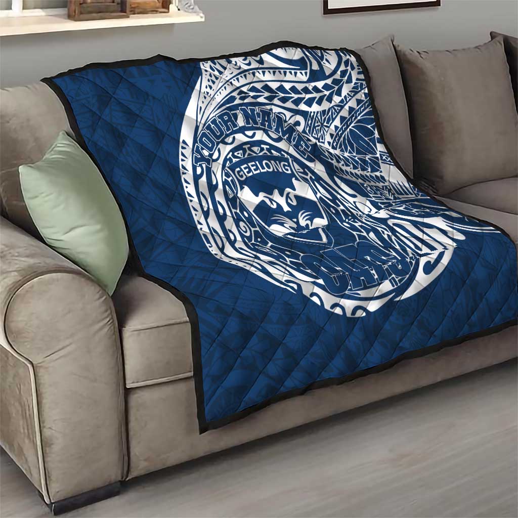 Personalized Geelong Cats Polynesian Quilt Tribal Chest and Sleeve Tattoo Heritage Warrior