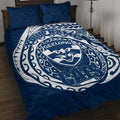 Personalized Geelong Cats Polynesian Quilt Bed Set Tribal Chest and Sleeve Tattoo Heritage Warrior