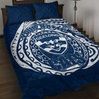 Personalized Geelong Cats Polynesian Quilt Bed Set Tribal Chest and Sleeve Tattoo Heritage Warrior