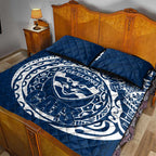 Personalized Geelong Cats Polynesian Quilt Bed Set Tribal Chest and Sleeve Tattoo Heritage Warrior