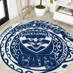 Personalized Geelong Cats Polynesian Round Carpet Tribal Chest and Sleeve Tattoo Heritage Warrior
