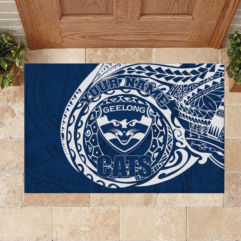 Personalized Geelong Cats Polynesian Rubber Doormat Tribal Chest and Sleeve Tattoo Heritage Warrior