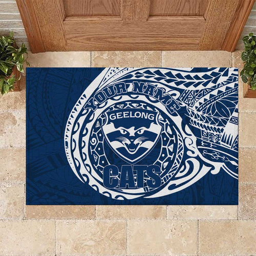 Personalized Geelong Cats Polynesian Rubber Doormat Tribal Chest and Sleeve Tattoo Heritage Warrior