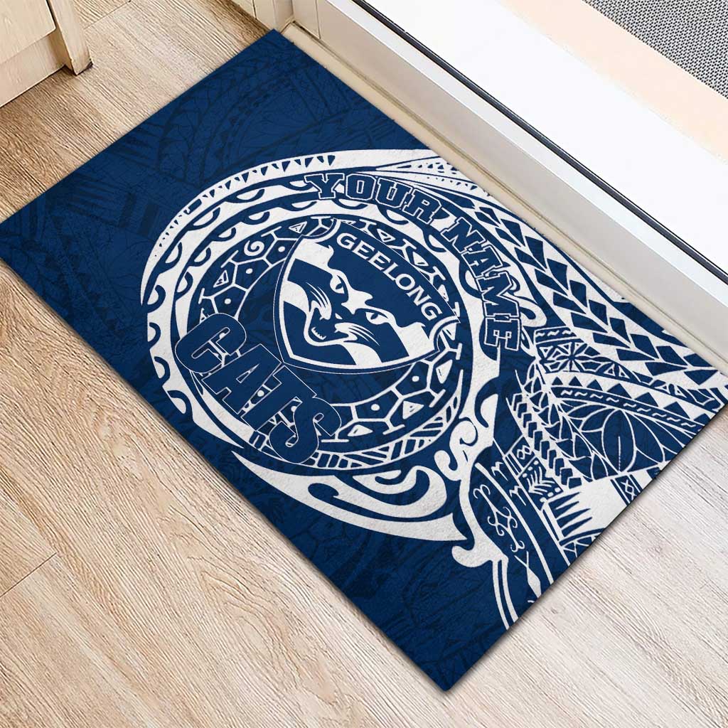 Personalized Geelong Cats Polynesian Rubber Doormat Tribal Chest and Sleeve Tattoo Heritage Warrior