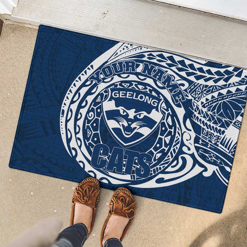 Personalized Geelong Cats Polynesian Rubber Doormat Tribal Chest and Sleeve Tattoo Heritage Warrior