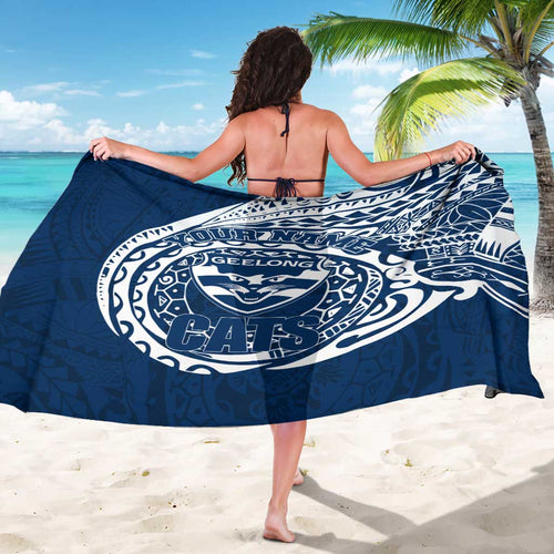 Personalized Geelong Cats Polynesian Sarong Tribal Chest and Sleeve Tattoo Heritage Warrior