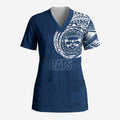 Personalized Geelong Cats Polynesian Scrub Top Tribal Chest and Sleeve Tattoo Heritage Warrior