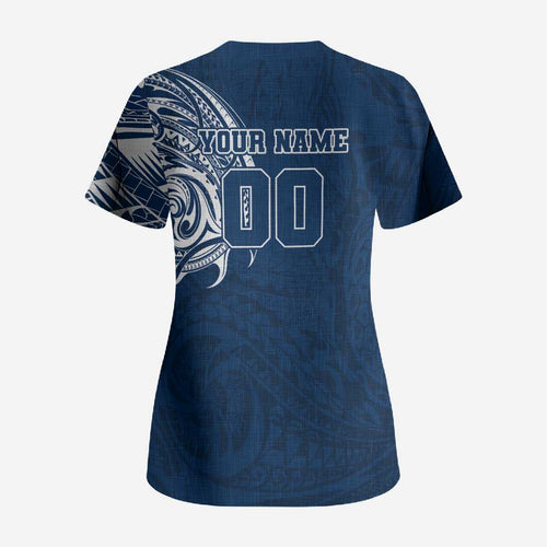 Personalized Geelong Cats Polynesian Scrub Top Tribal Chest and Sleeve Tattoo Heritage Warrior