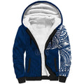 Personalized Geelong Cats Polynesian Sherpa Hoodie Tribal Chest and Sleeve Tattoo Heritage Warrior