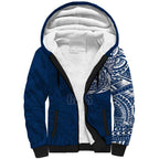 Personalized Geelong Cats Polynesian Sherpa Hoodie Tribal Chest and Sleeve Tattoo Heritage Warrior