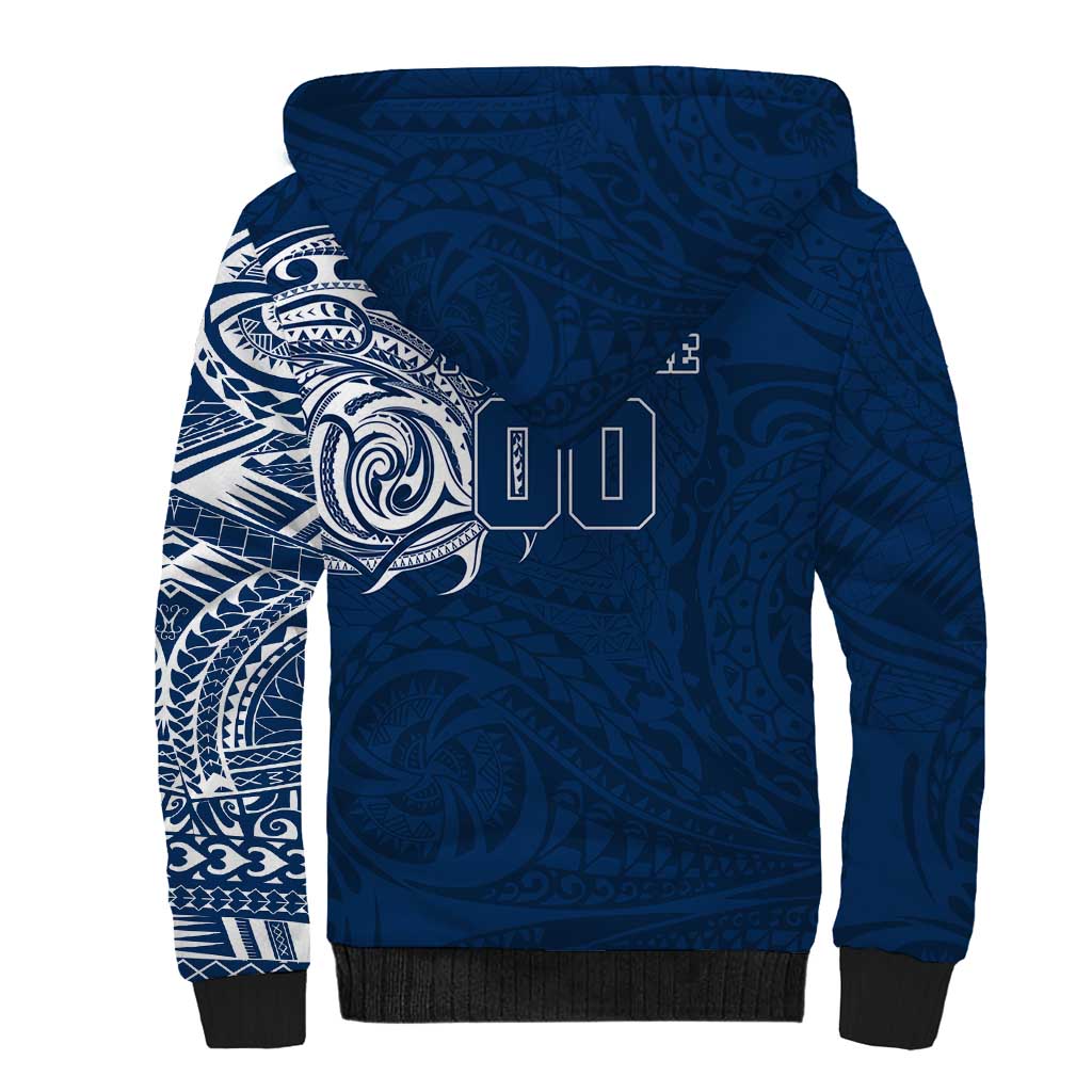 Personalized Geelong Cats Polynesian Sherpa Hoodie Tribal Chest and Sleeve Tattoo Heritage Warrior