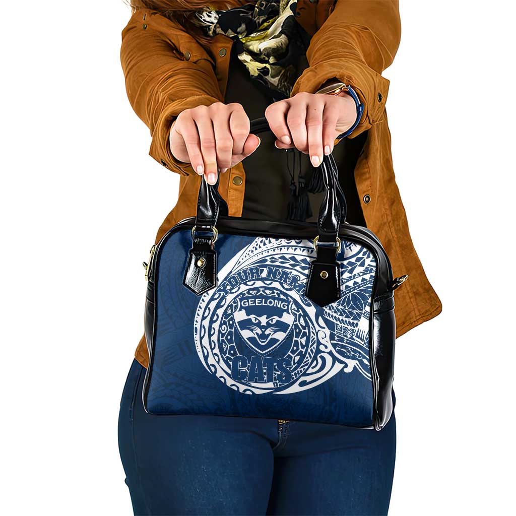 Personalized Geelong Cats Polynesian Shoulder Handbag Tribal Chest and Sleeve Tattoo Heritage Warrior